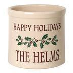 Personalized Holiday Holly Stoneware Crock